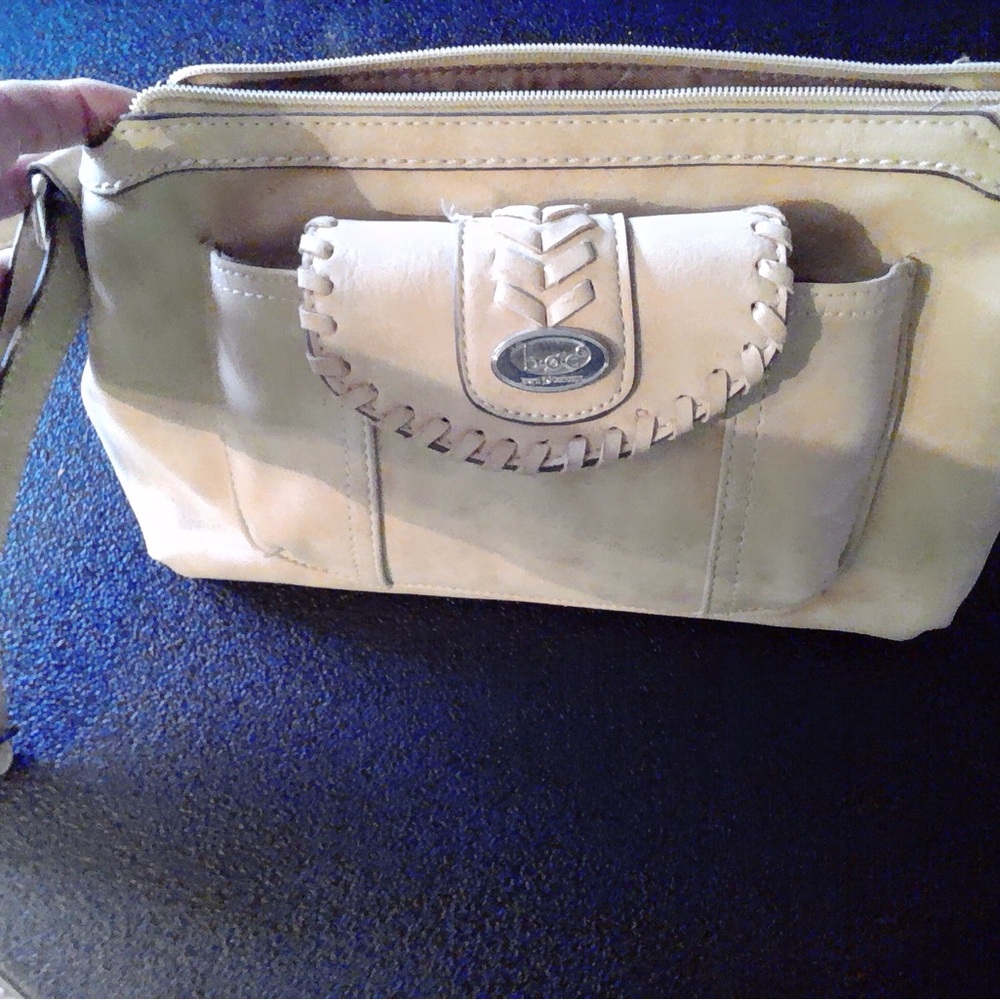 boc Beige Crossbody Bag with Scalloped Trim